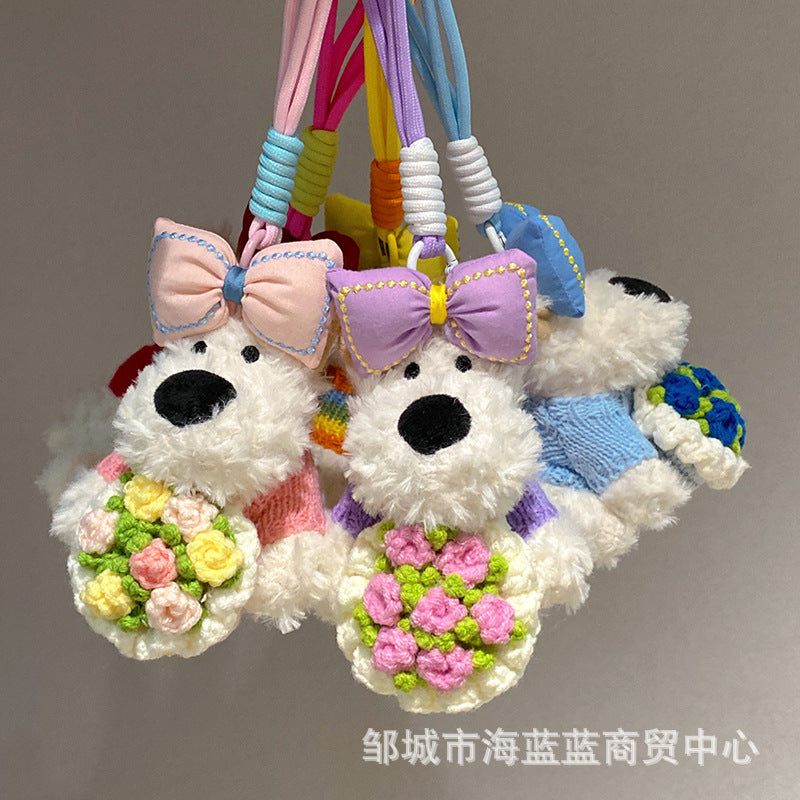 Wholesale Cute Flower  Puppy Plush Keychain