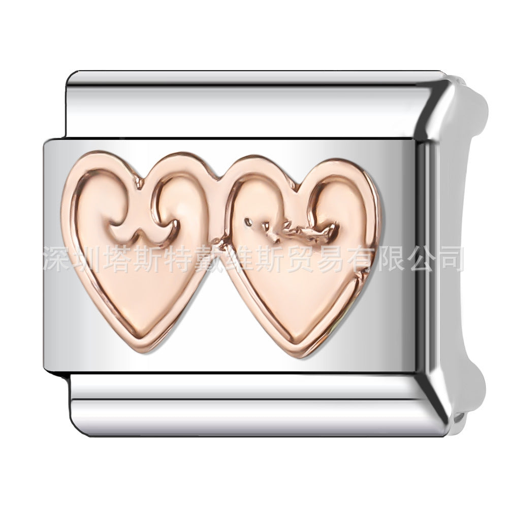 Wholesale  Italian Charm Bracelet 9mm DIY Rose Gold Series Creative Stainless Steel Composable Bracelet