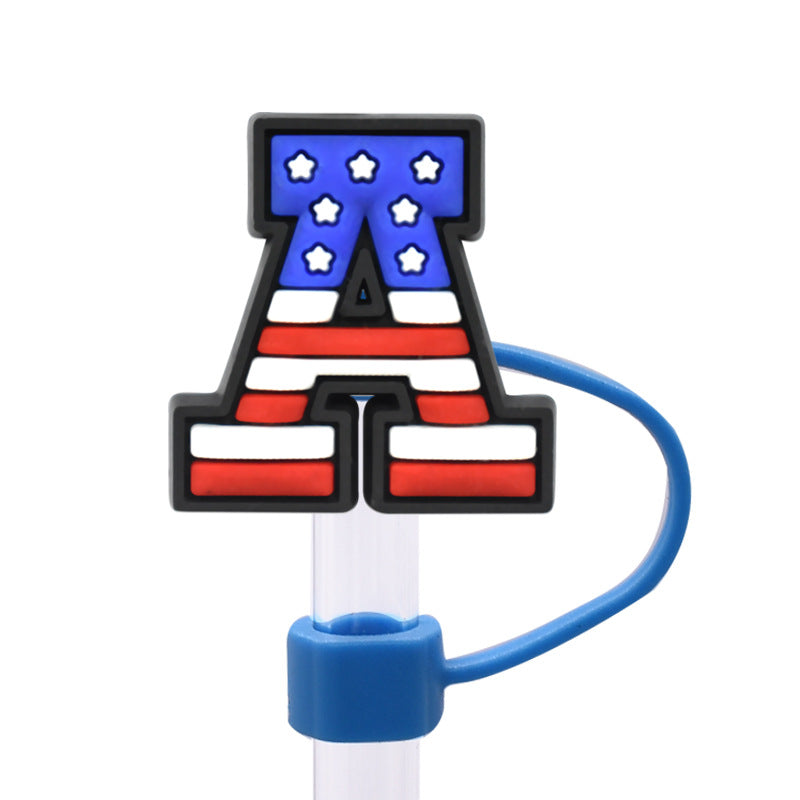 Wholesale Random 100pcs dustproof straw cap letter Straw Cover Straw Tube Cap