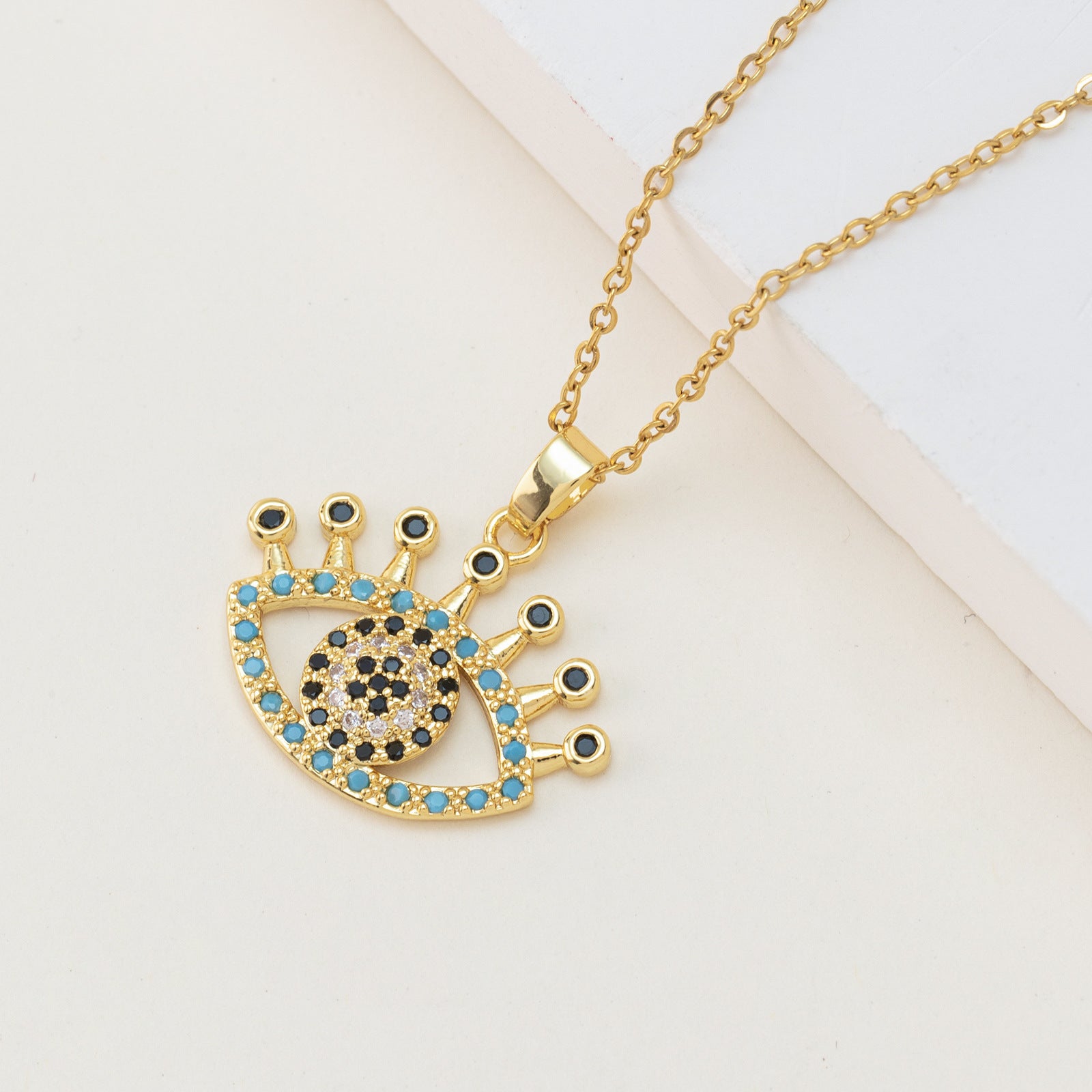 Wholesale Copper Gold-plated Micro-inlaid Zircon Oil Drops Devil's Eye  Pendant