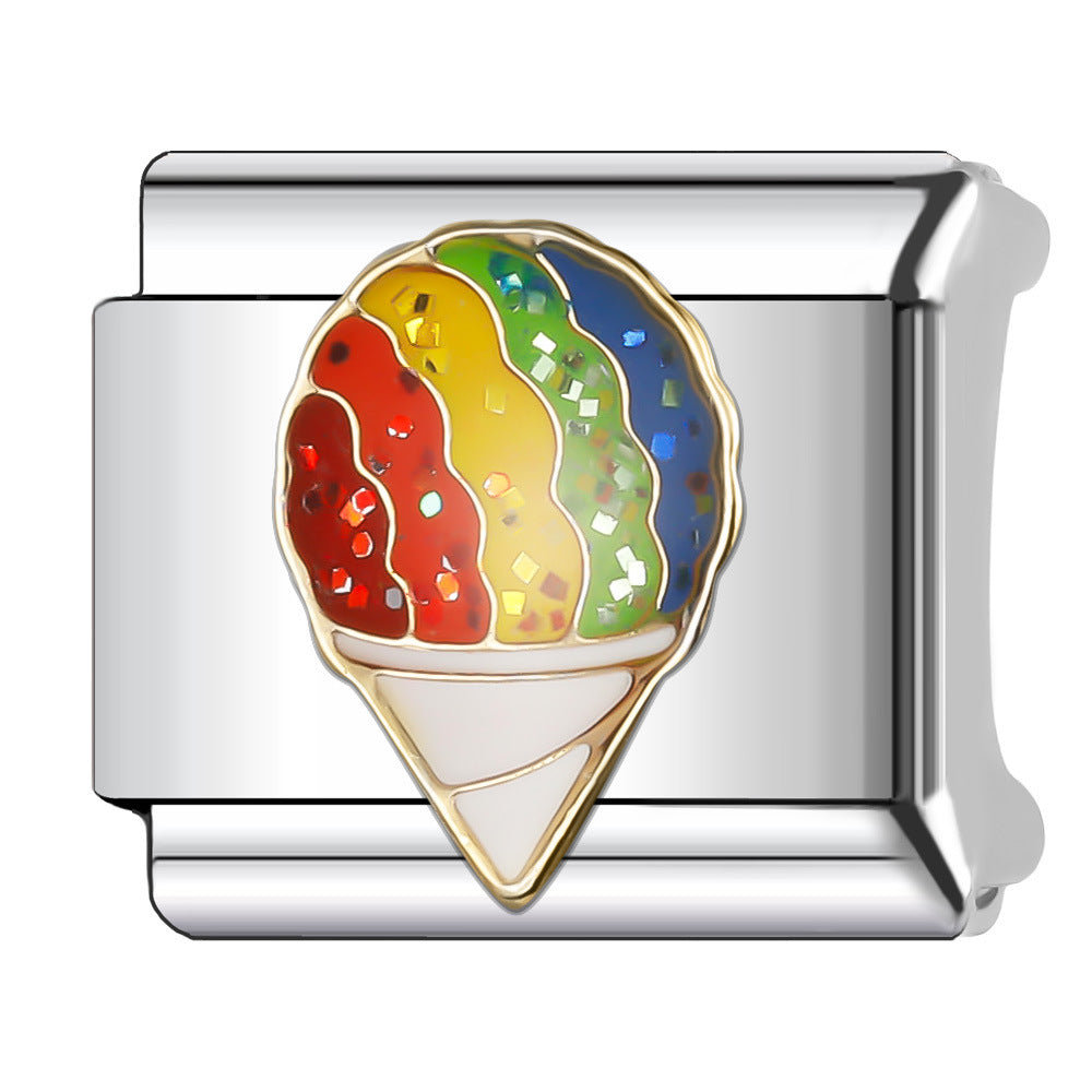 Wholesale Italian Charm Bracelet 9mm DIY Splicing Cake and Burger Gourmet Series Stainless Steel Composable Bracelet