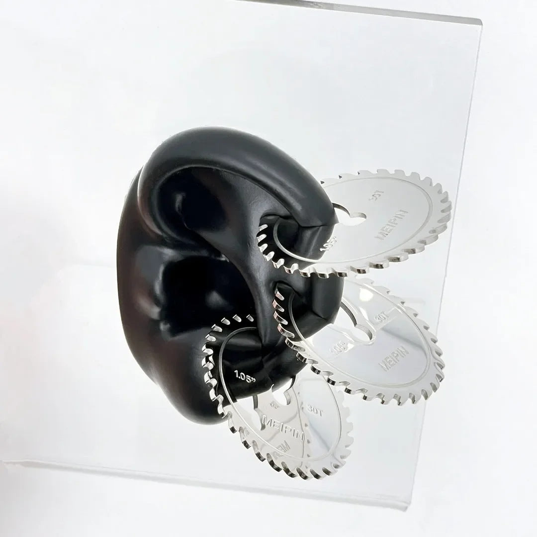 Wholesale Cyberpunk Mechanical Style Hip Hop Serrated Titanium Steel Metal Exaggerated Ear Clip Earrings