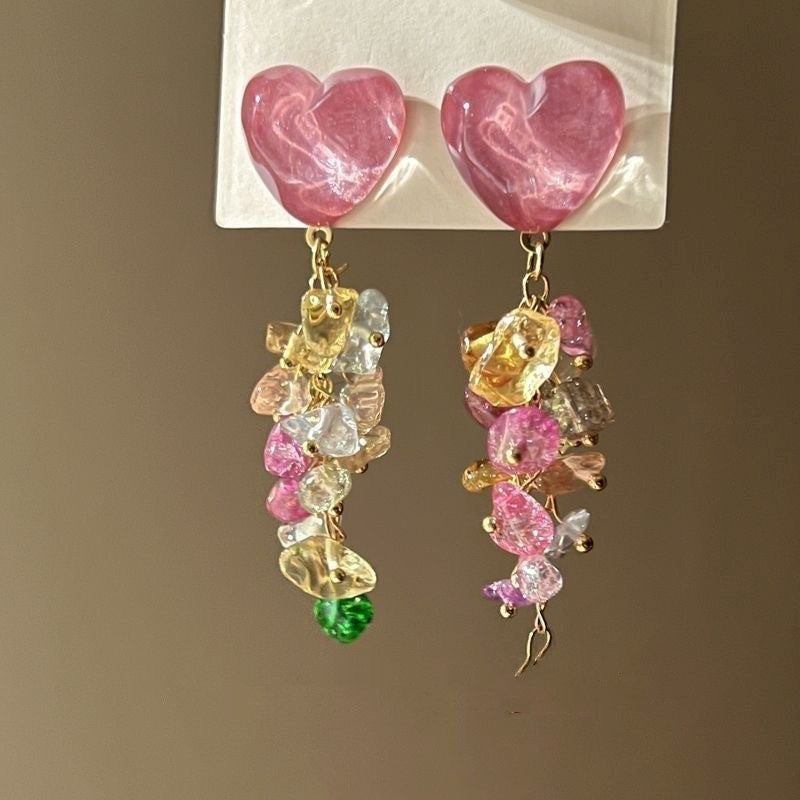 Wholesale Blue Retro Glaze Rose Flower Zircon Earrings