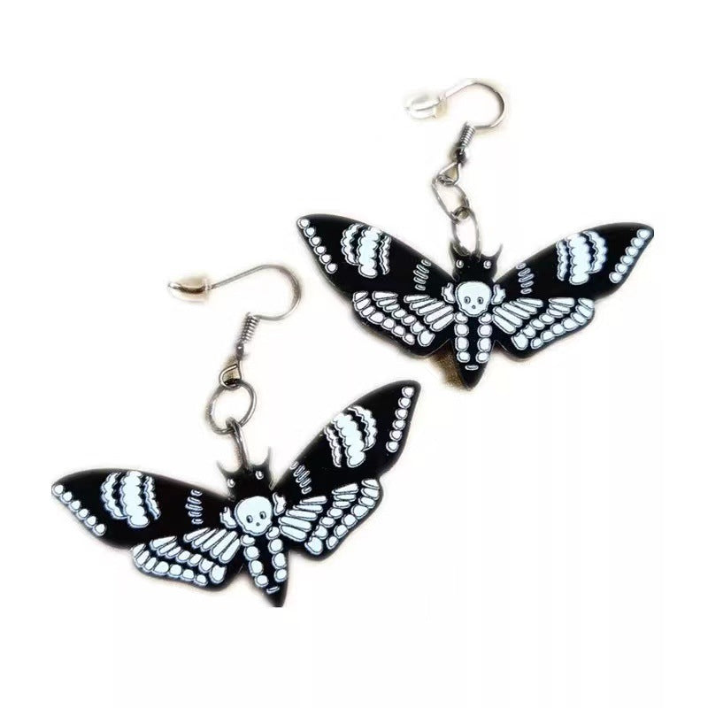 Wholesale acrylic earrings  fashion  skull moth insect butterfly earrings