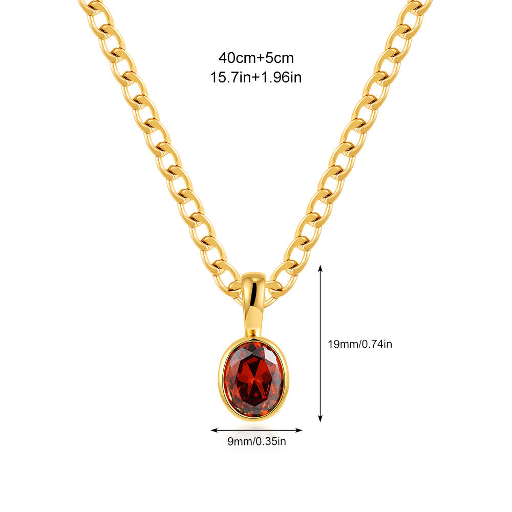 Wholesale Stainless Steel 18K Gold Color Zircon Necklace