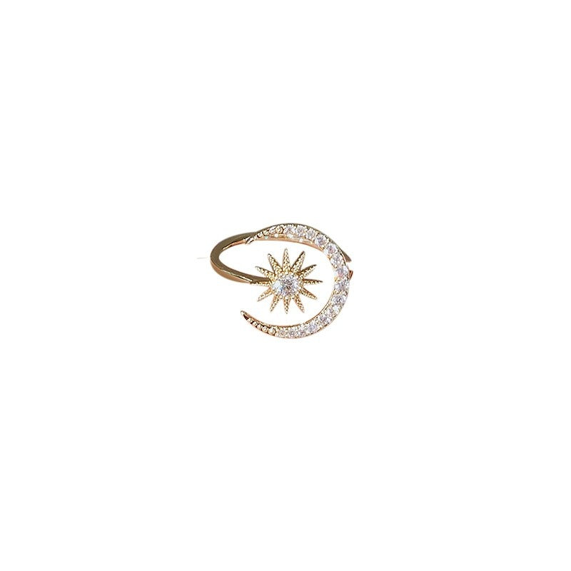 Wholesale Sun Moon Geometric Ring,  Zinc Alloy Light Luxury Jewelry Accessory,  Gift