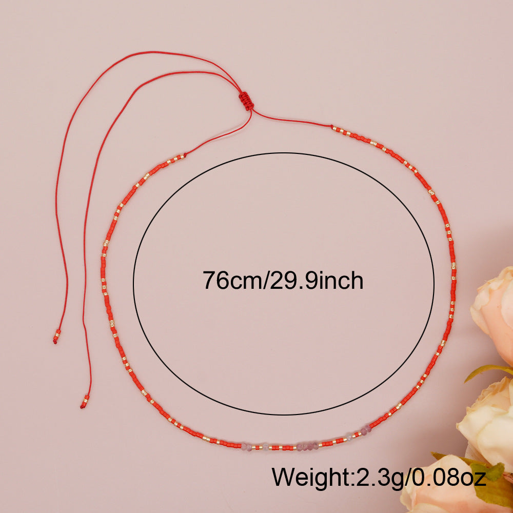 Wholesale personalized all-match jewelry colorful rice beads natural stone beaded necklace