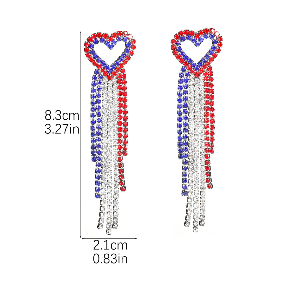 Wholesale Independence Day Exaggerated Long Tassel Love Earrings