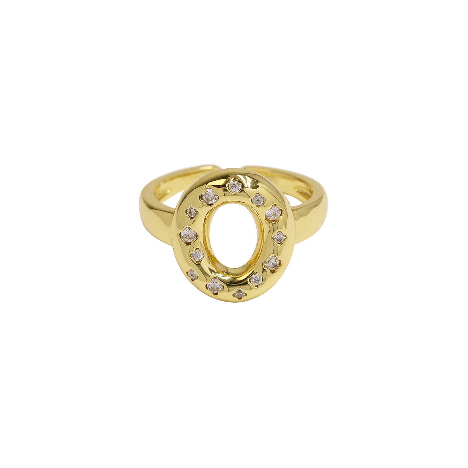 Wholesale Micro-inlaid Zircon Bubble Bubble Balloon Cute 26 English Letters Open Ring