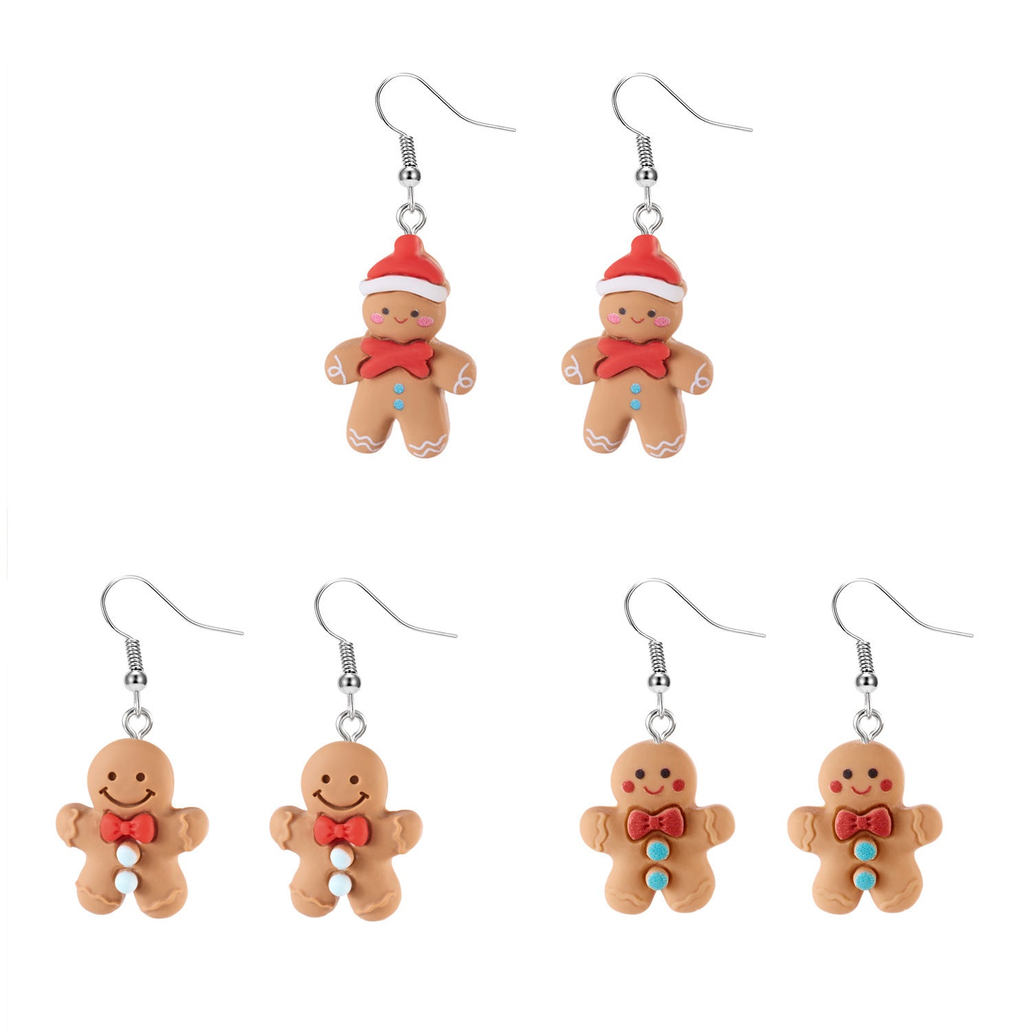 Wholesale Christmas Gingerbread Man Cartoon Resin Earring Set