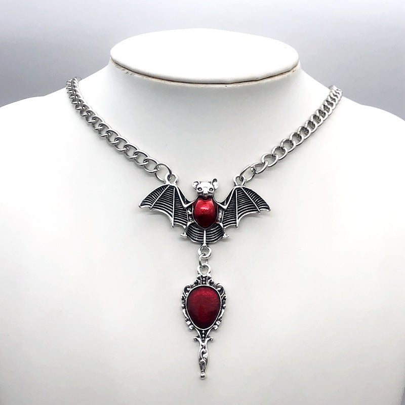 Wholesale Gothic Hip Hop Bat Cross let Mirror Necklace