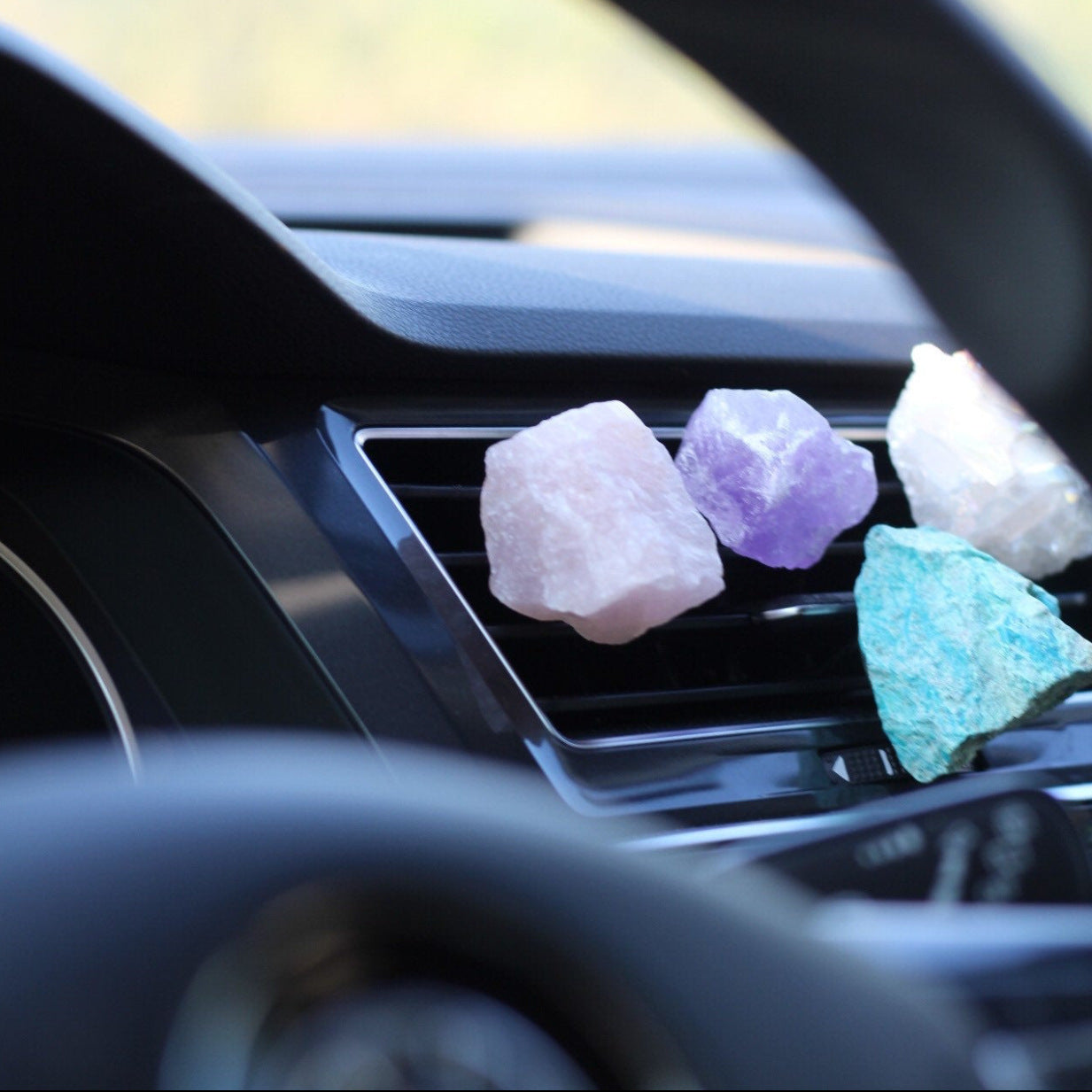 Wholesale Natural Amethyst Rose Quartz Car Air Vent Decoration Car Accessories ACC-CA-RongGuan001