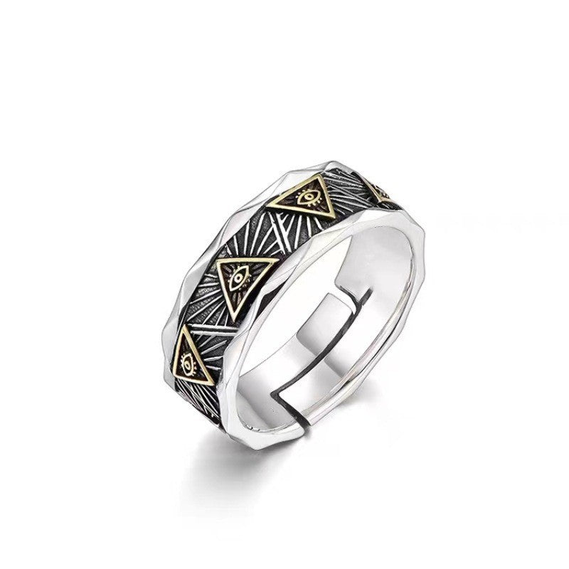 Wholesale Retro Unisex All-Seeing Eye Adjustable Open Ring Metal Electroplated Fashion Accessory