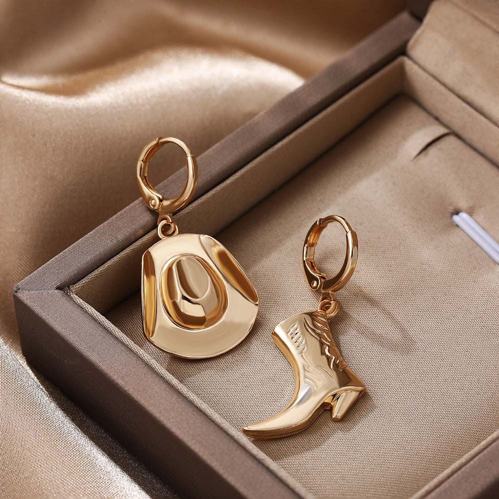 Wholesale  fashion alloy cowboy boots cowboy hat earrings