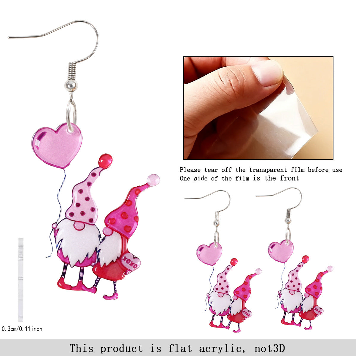 Wholesale Valentine' s Day Acrylic Heart Earrings