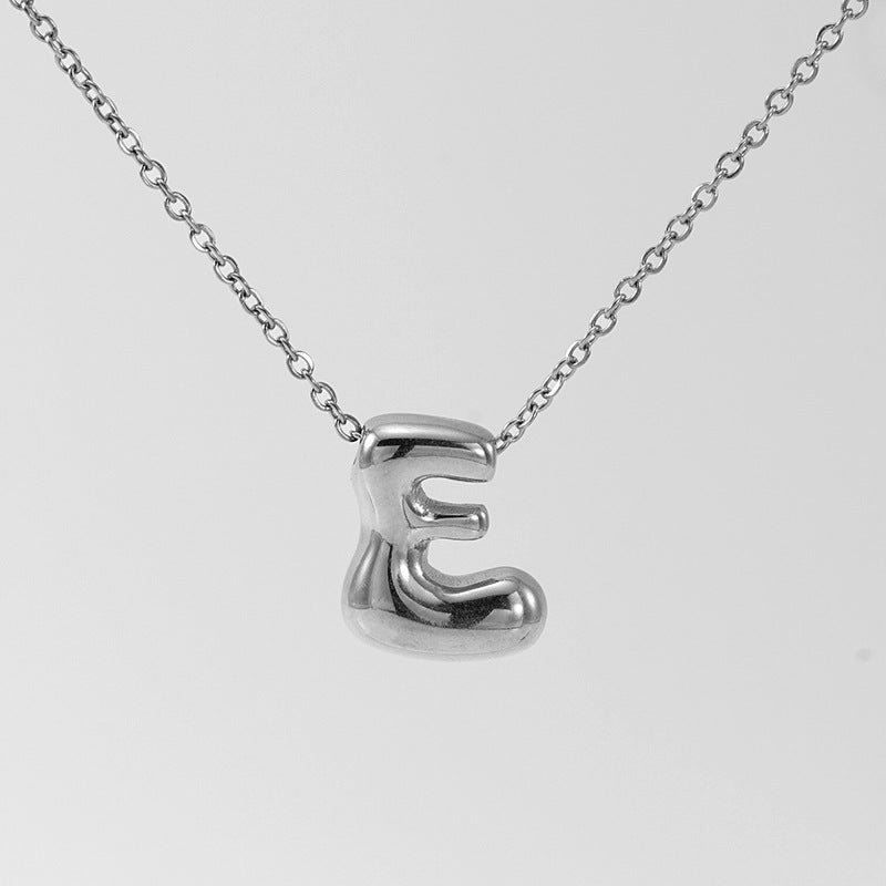 Wholesale  titanium steel smooth bubble letter necklace