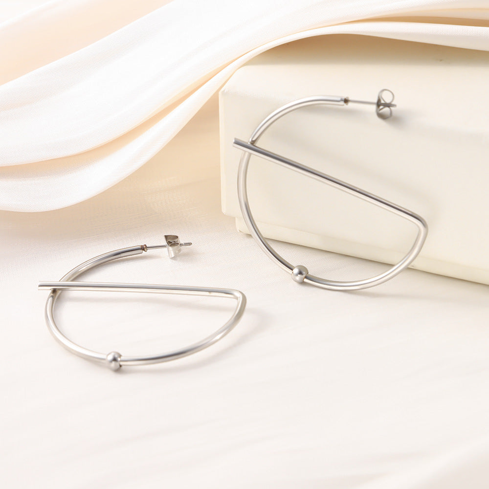 Wholesale Minimalist Geometric Stainless Steel Earrings Trendy Everyday Fashion Accessory