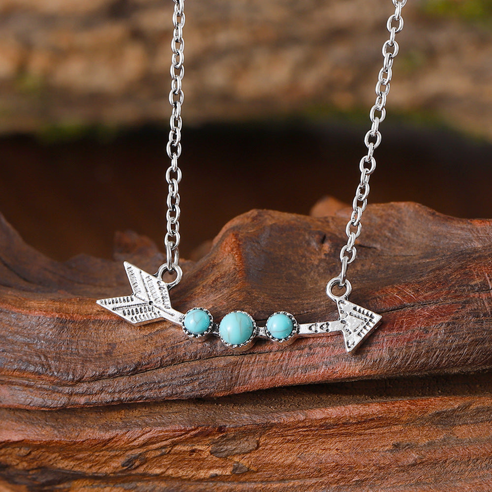 Wholesale  Bohemian Style Golden Arrow Turquoise Necklace