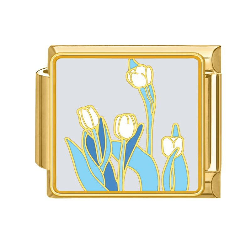 Wholesale 9mm Italian Charm Starter Bracelets DIY Flower Stainless Steel Composable Bracelet