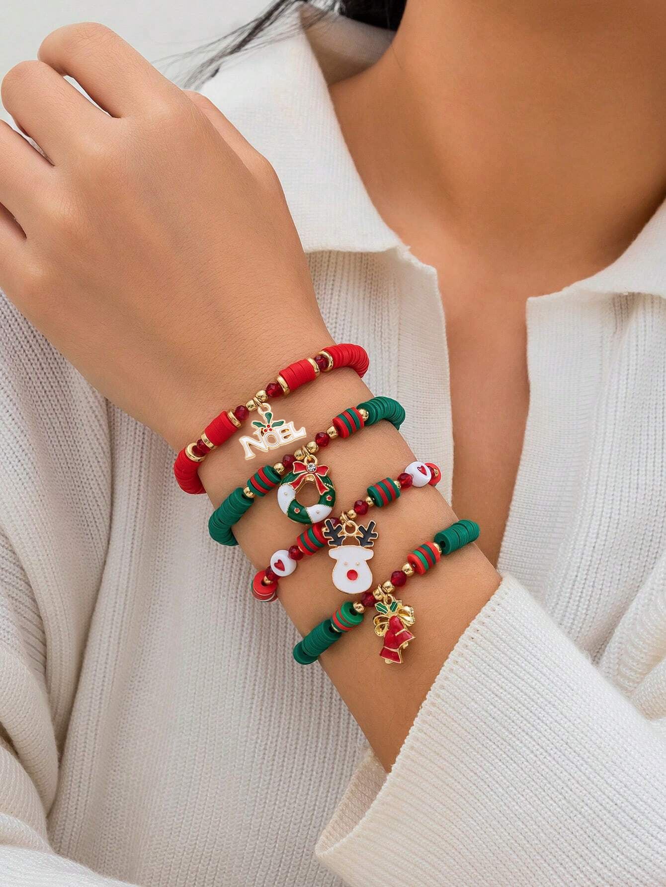 Bracciale natalizio colorato in argilla polimerica all'ingrosso