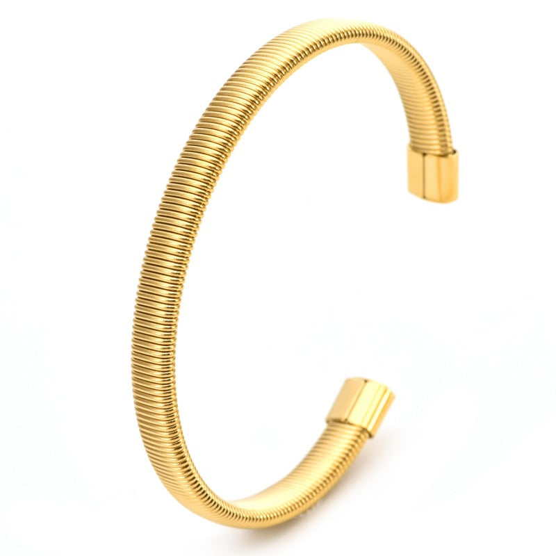 Wholesale Simple Elastic C- shaped Open Titanium steel Bracelet