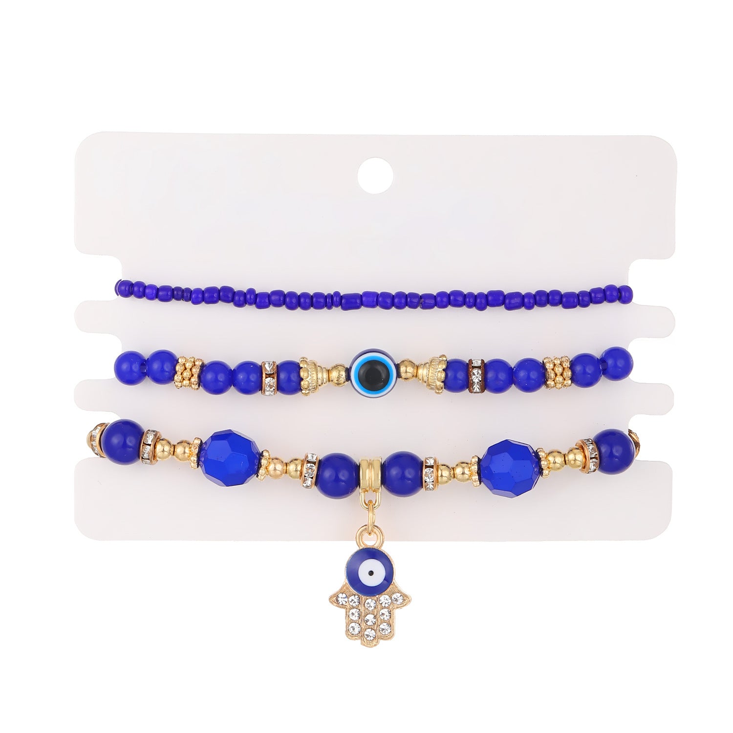 Wholesale  three-piece set anklet retro Bohemian ethnic style beaded devil eyes beach foot ornaments