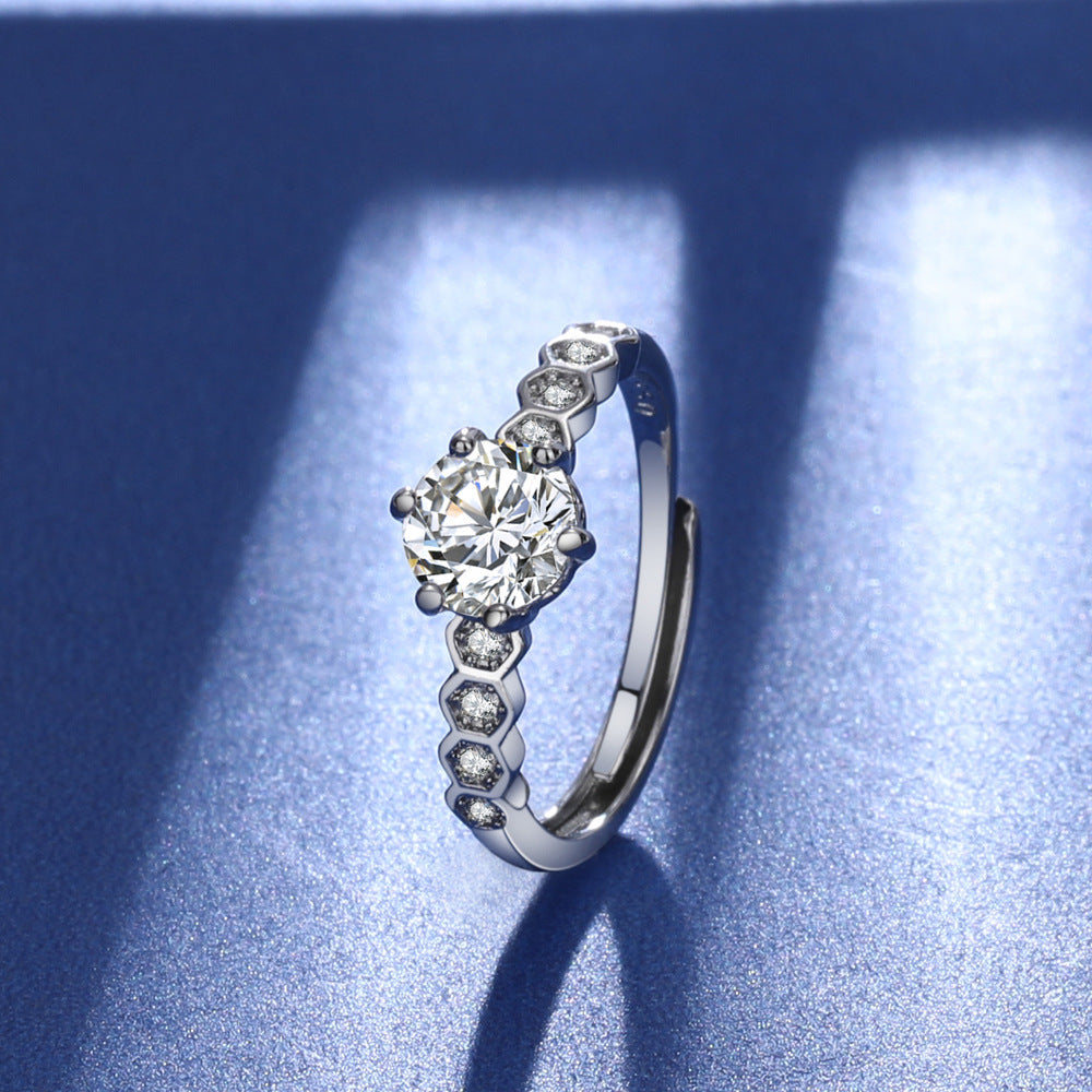 Wholesale Moissanite Open Ring Pt950 Live Ring Adjustable Rings ACC-RS-JRD001