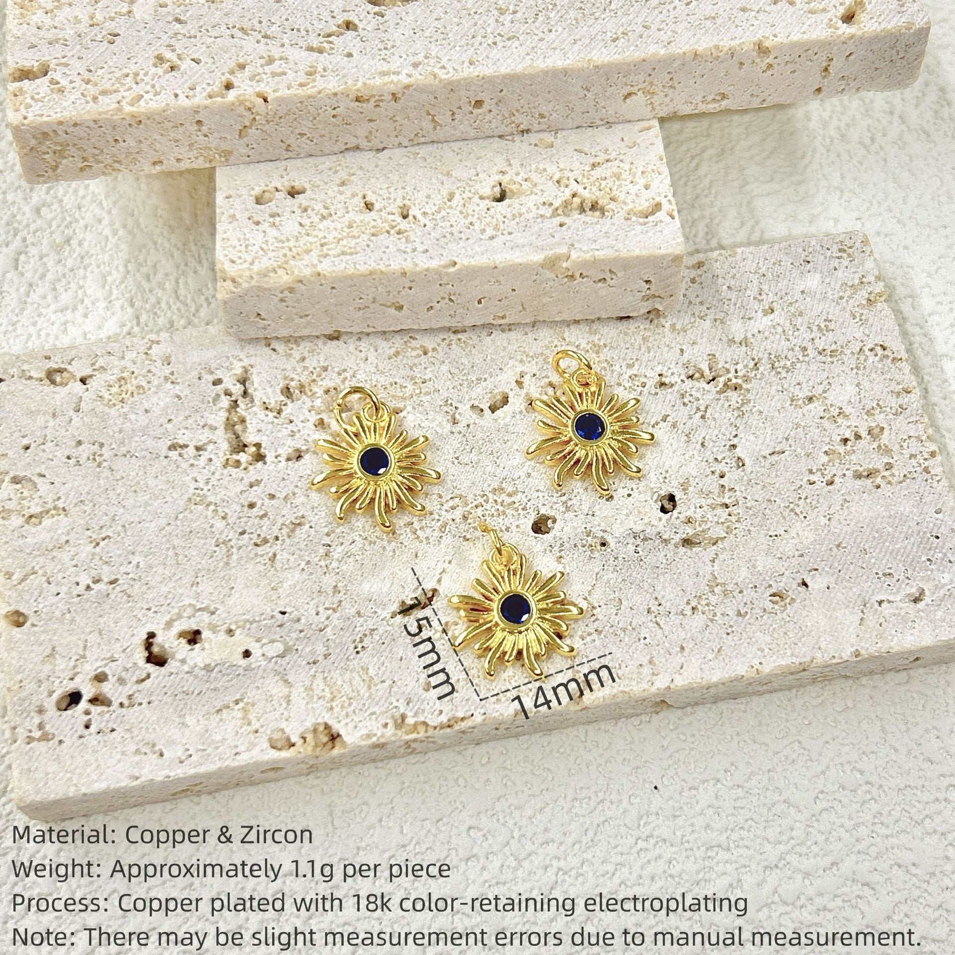 Wholesale Sunflower inlaid with colorful zirconium DIY pendant