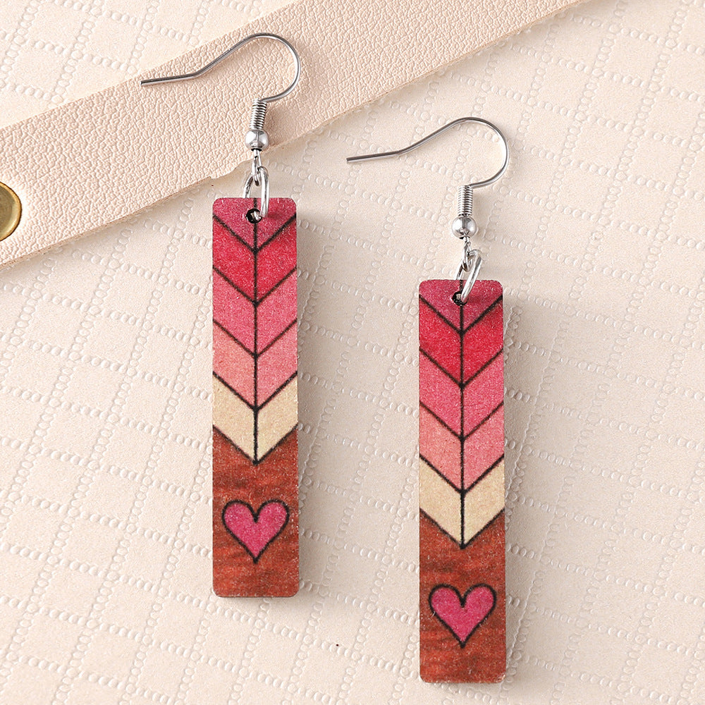 Wholesale Wooden Valentine' s Day Heart Earrings