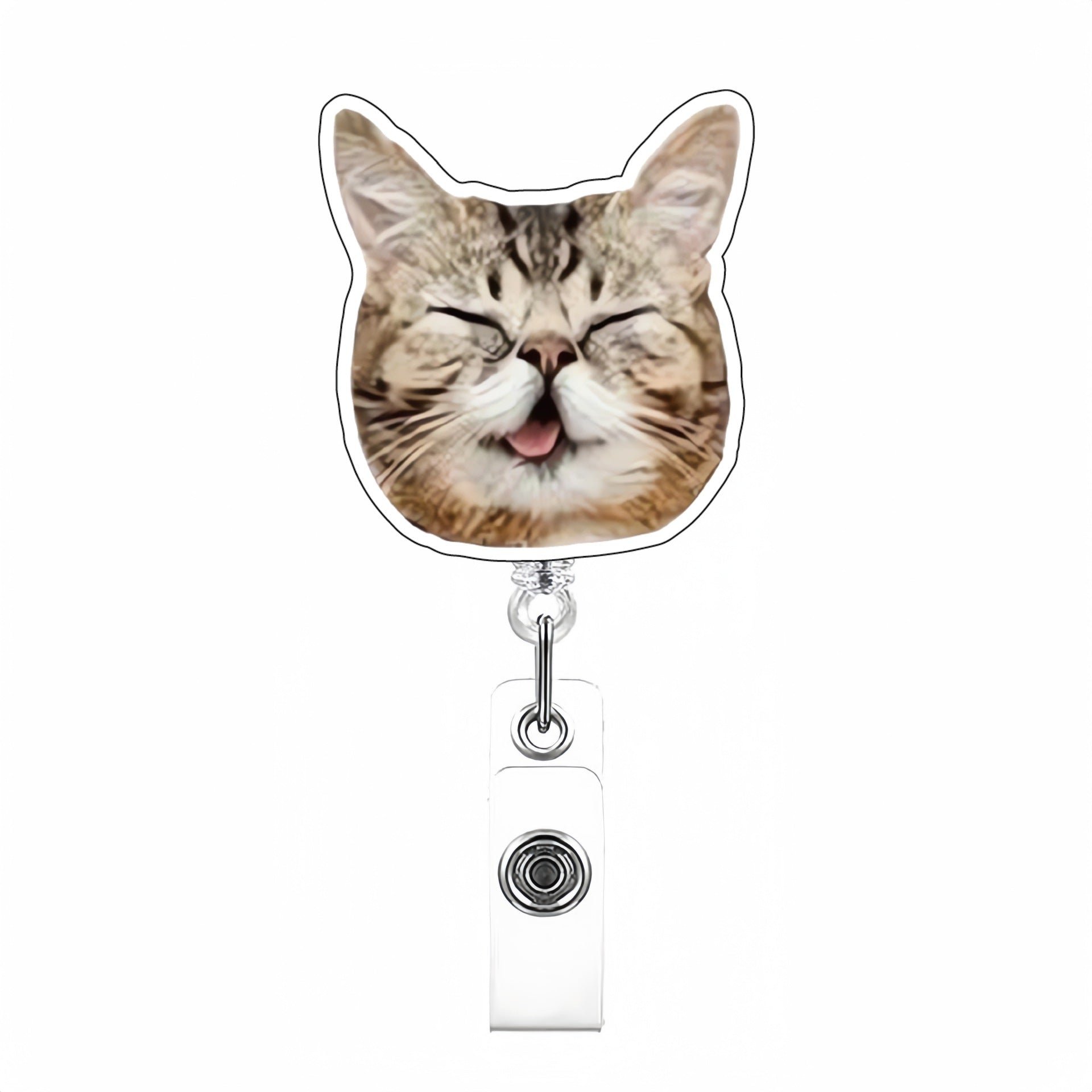 Wholesale Cute Cat Acrylic Retractable Rotating Badge Keychain