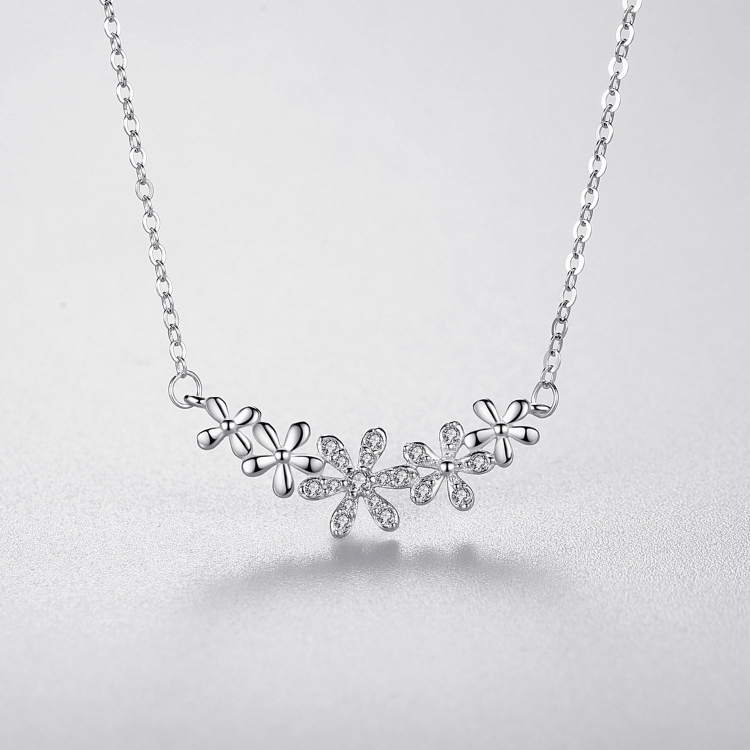Wholesale s925 sterling silver flower necklace