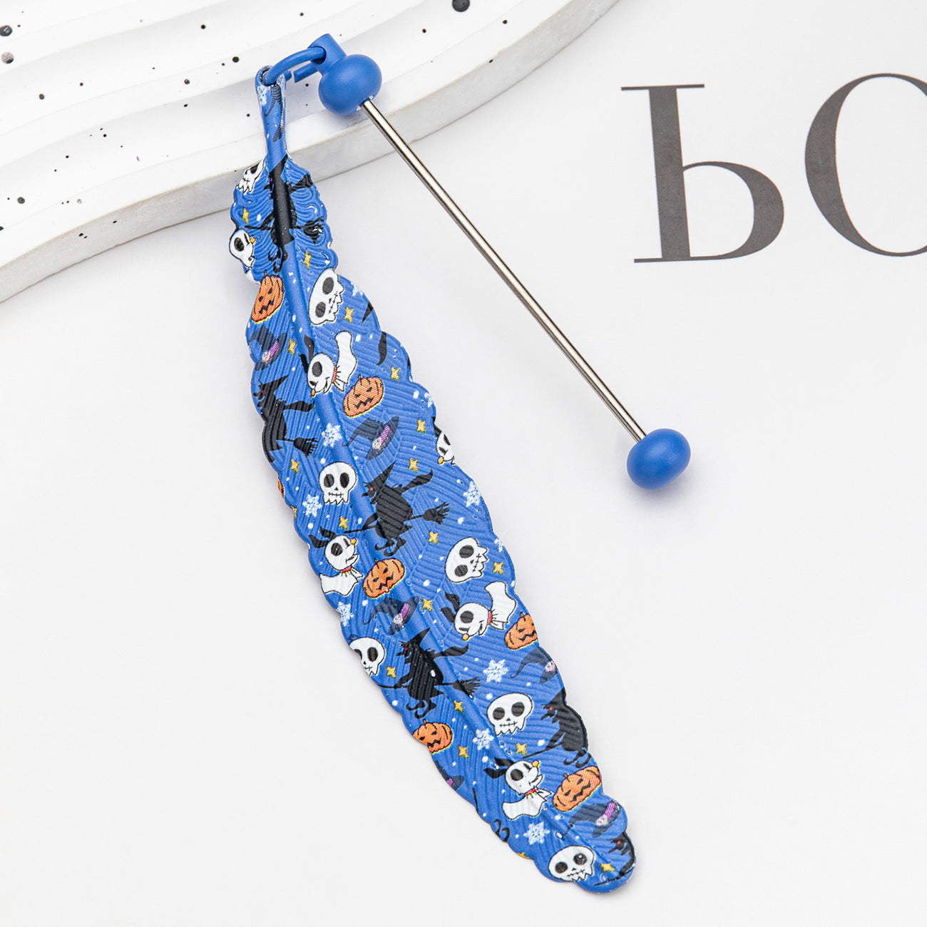 Wholesale Christmas Halloween Feather Bookmark Beadable Metal Bookmark