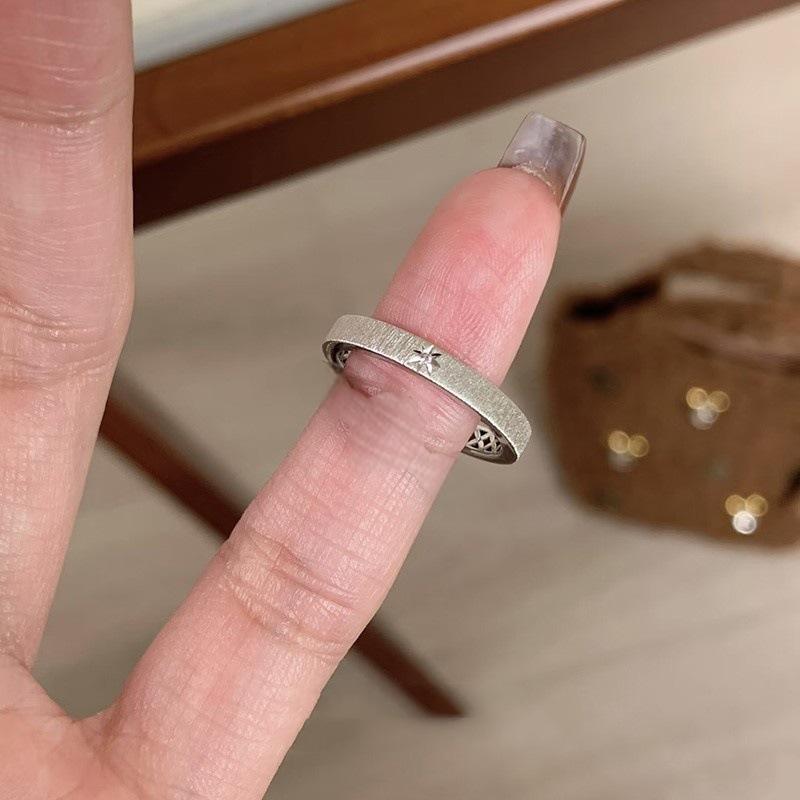 Wholesale Small square diamond star ring retro light luxury stacking ring