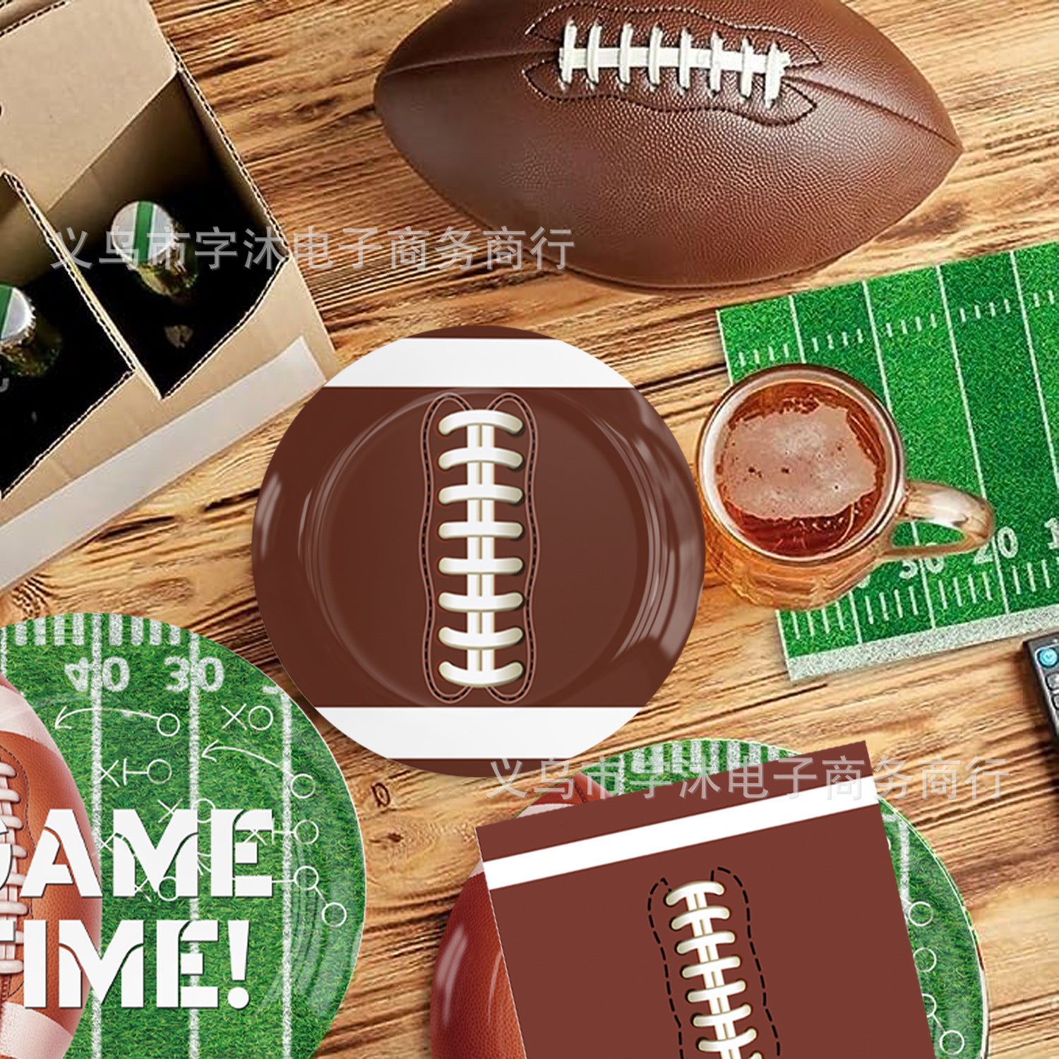 Wholesale Football Themed Party Supplies Disposable Set