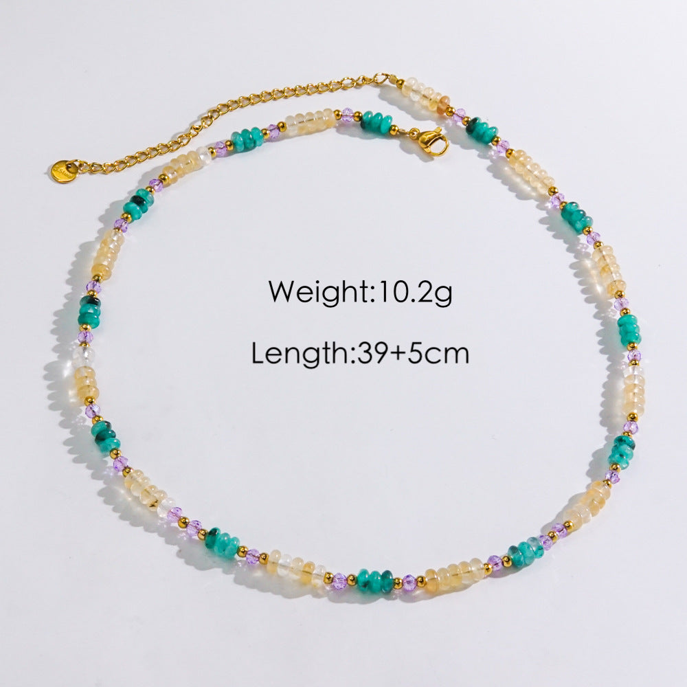 Wholesale  light luxury gorgeous fresh water pearl crystal natural stone shell stainless steel beaded necklace