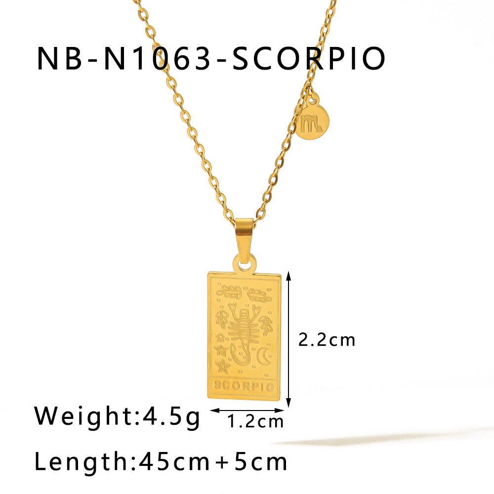 Wholesale Stainless Steel Zodiac Sign 18k Gold Plated Titanium Steel Clavicle Chain Choker Necklace ACC-NE-Xiny002