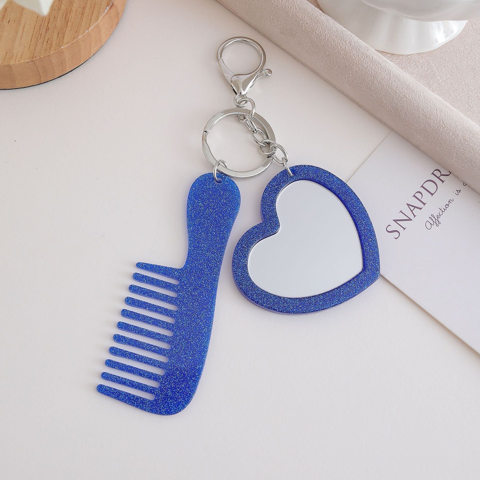 Wholesale Glitter Heart Makeup Mirror Keychain