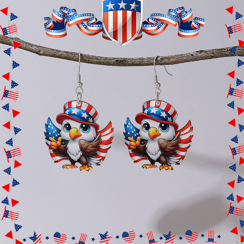 Wholesale  American Flag Independence Day Red and White Animal Earrings