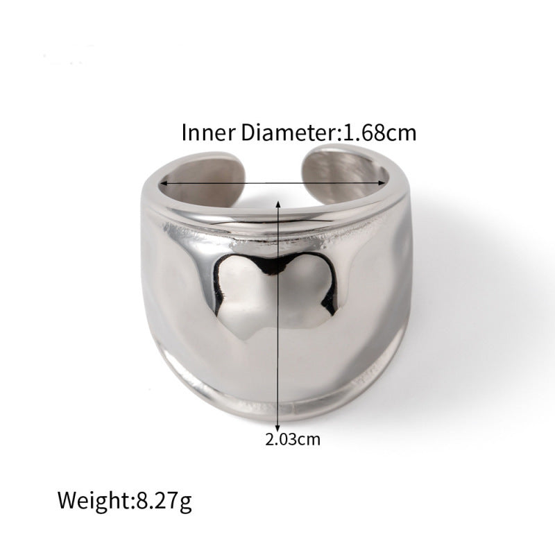 Wholesale 18K gold stainless steel ring convex hammer pattern vintage ring