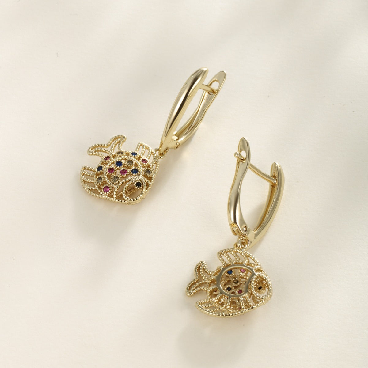 Wholesale Personality Exquisite Hollow Tropical Fish Ear Buckle Earrings