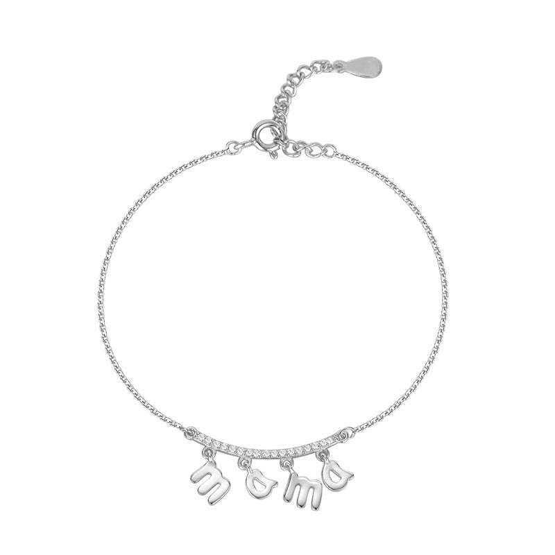 Wholesale Mother's Day  Letter Bracelet  S925 Sterling Silver Light Luxury Zircon Bracelet
