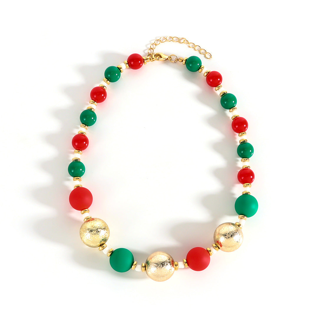 Wholesale Christmas Necklace  Chain Red Green White Beaded Necklaces
