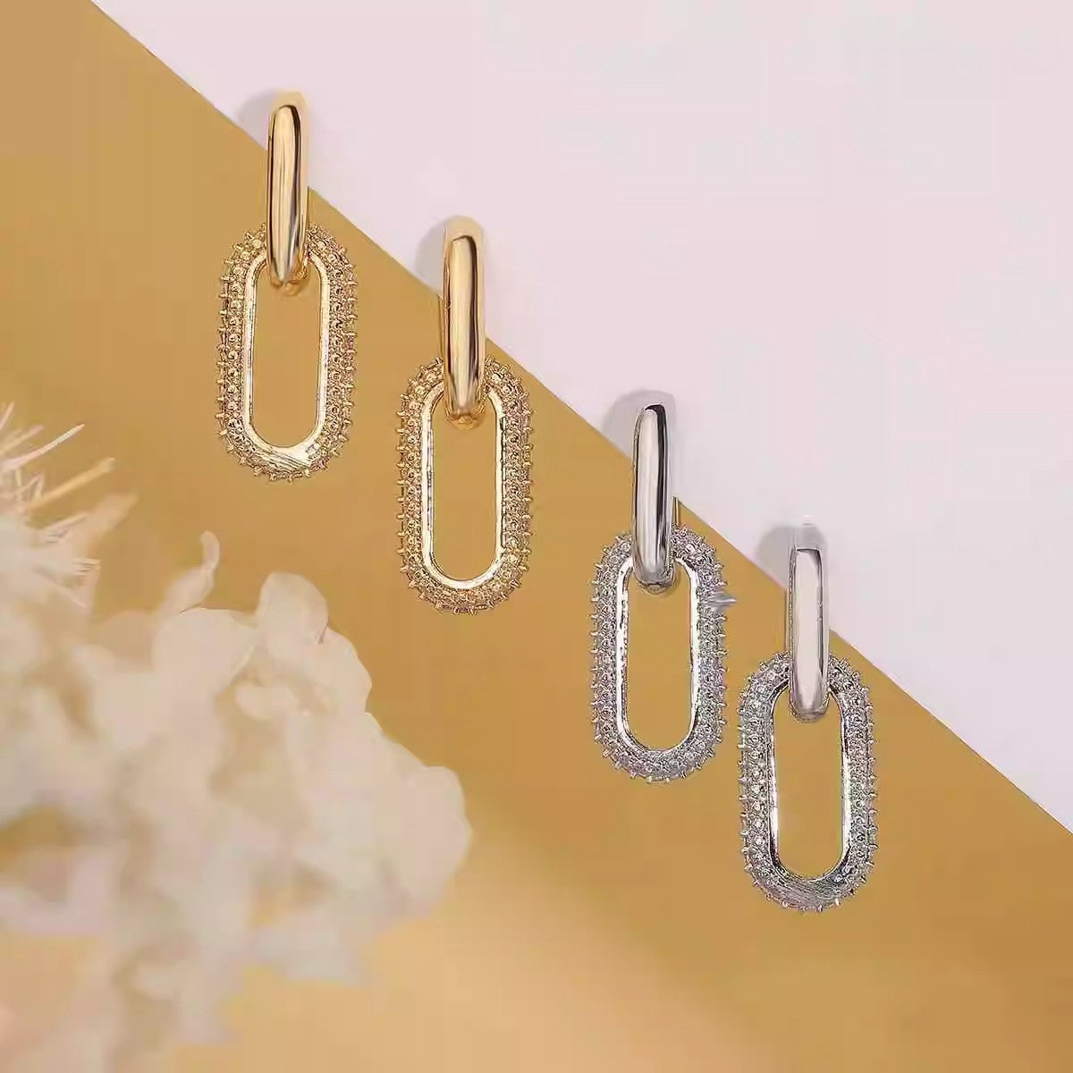 Wholesale Diamond ring retro style earrings