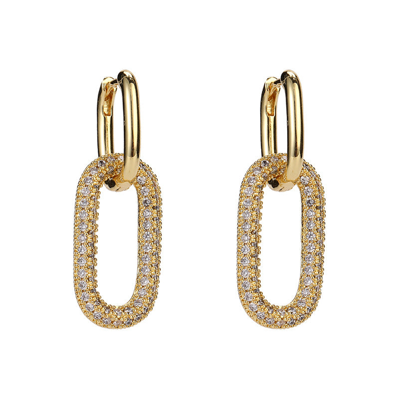 Wholesale Copper Electroplated Retro Zirconia Ear Cuff Geometric Design Women S Fashion Accessory