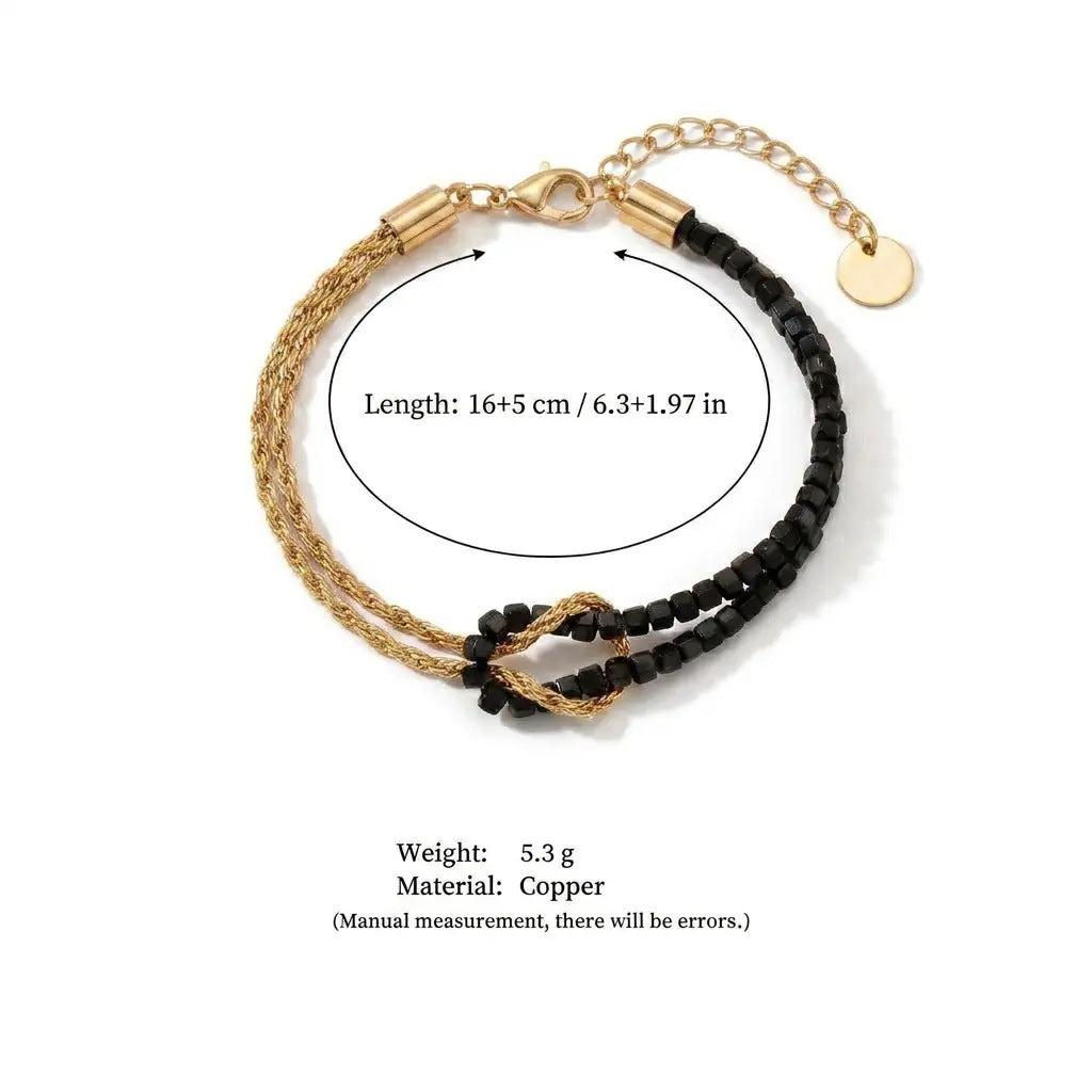 Wholesale Bohemian Retro Natural Stone Woven Bracelet Gold Plated Women S Fashion Accessory