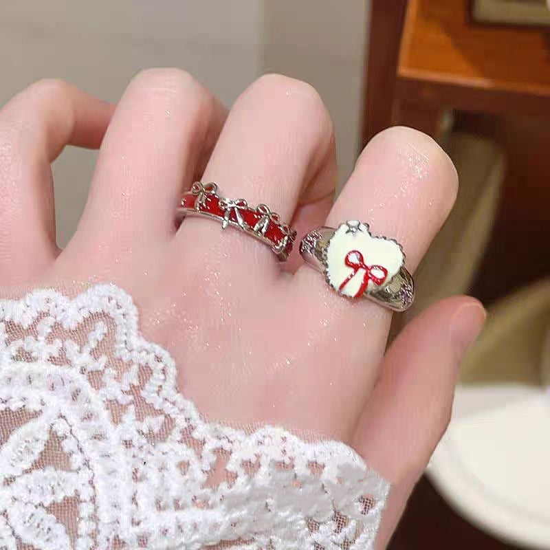 Wholesale Red  Cute Bow Love  Alloy Ring
