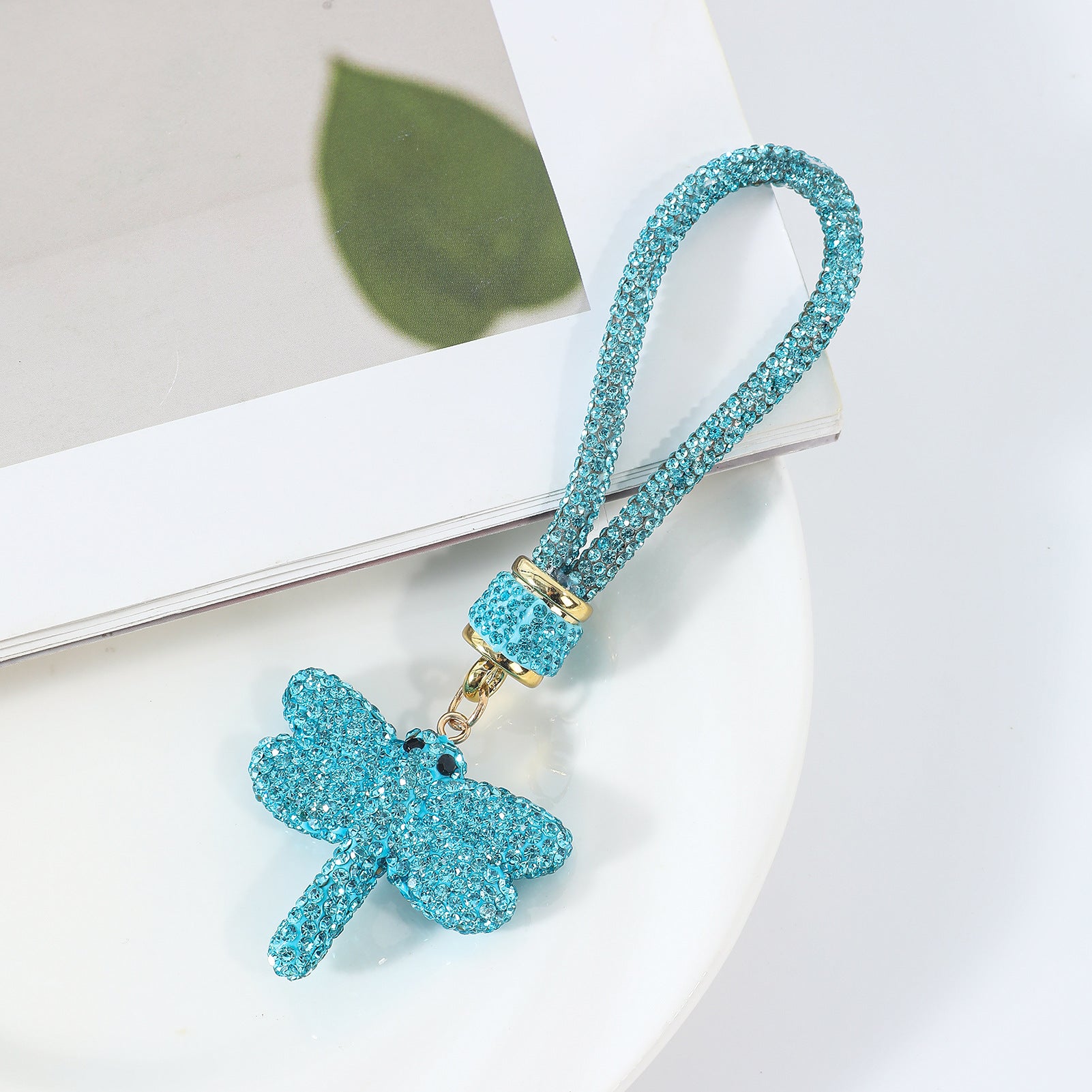 Wholesale ceramic rhinestone-encrusted keychain