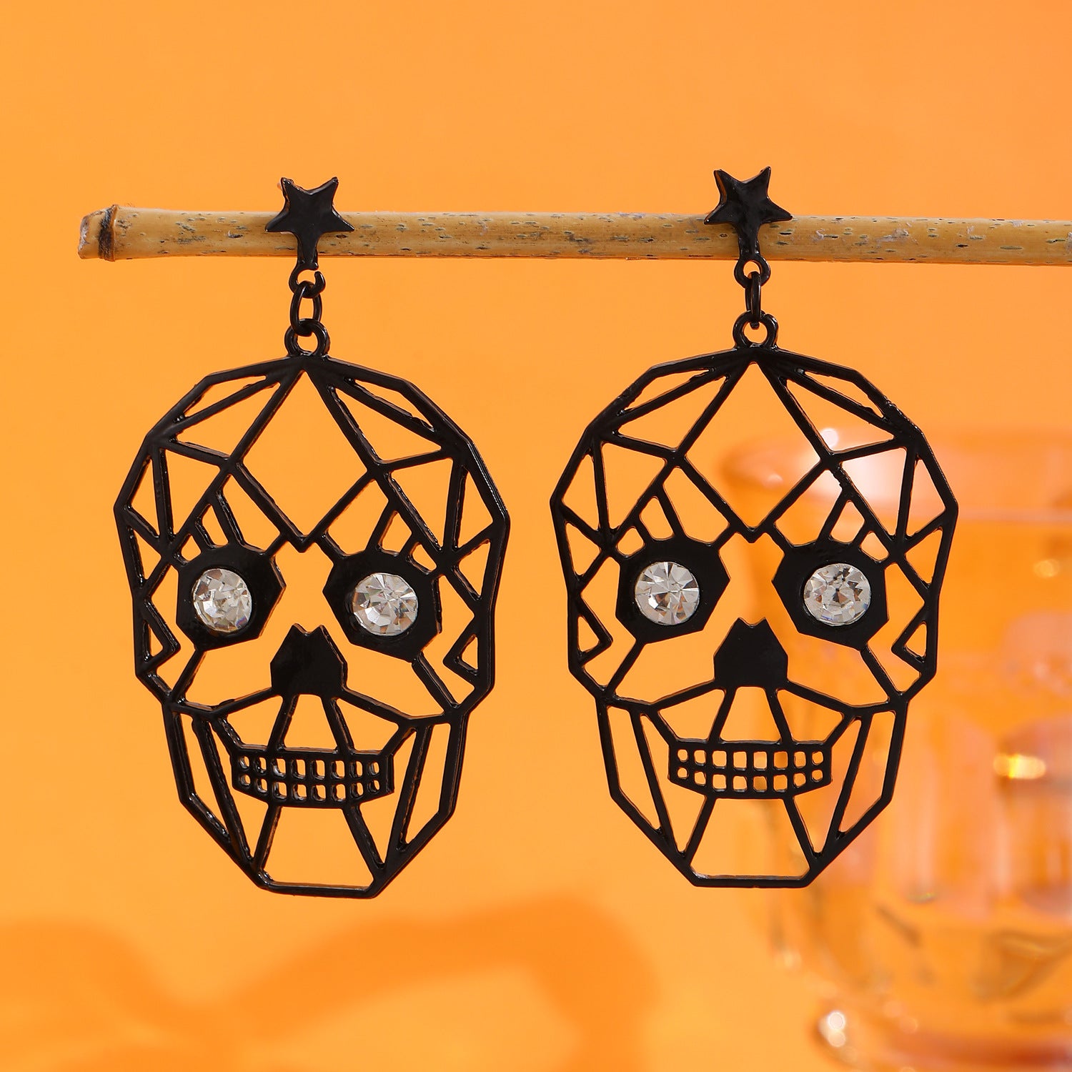 Wholesale Exaggerated Black Skull Earrings for  Party Jewelry Accessory