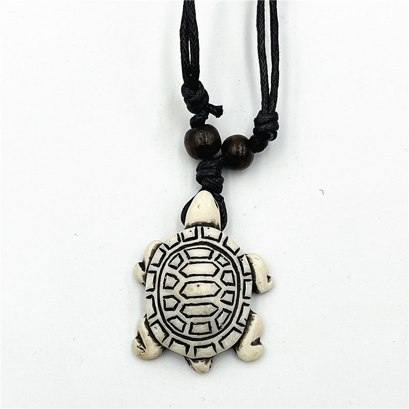 Wholesale Vintage Turtle Necklace Carved Turtle Pendant Resin Sweater Chain ACC-NE-ShuangDe001