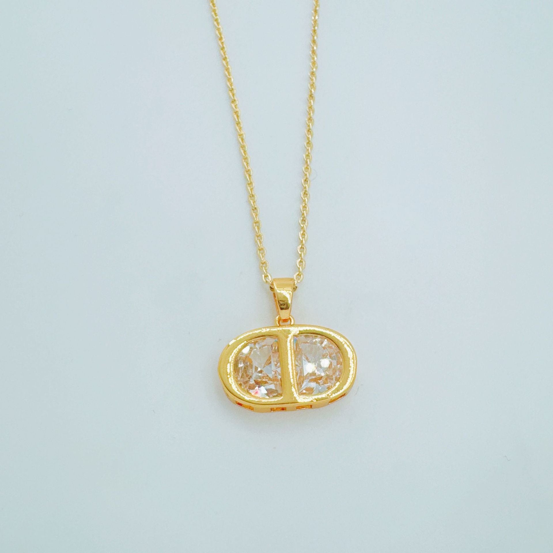 Wholesale Cubic Zirconia Gold Plated Pendant Necklace for Women Boutique Resale Jewelry Accessory